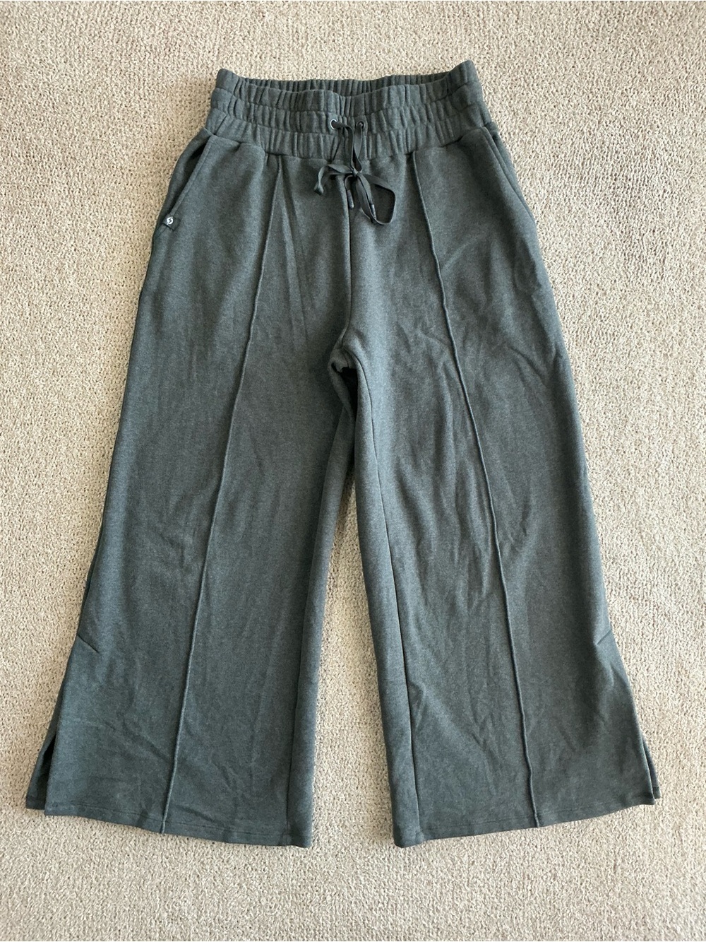 POPFLEX Women’s XS Gray Petite Wide Leg Drawstring Sweatpants with Pockets